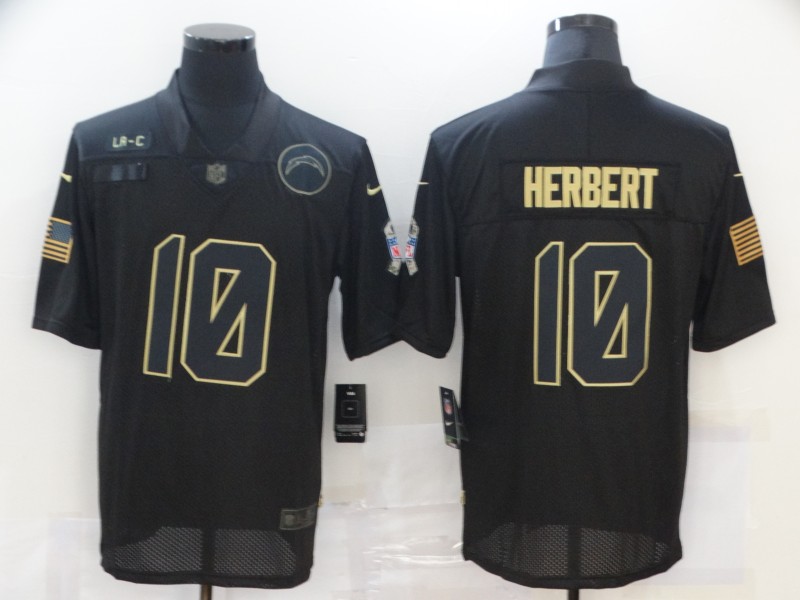 Men's Los Angeles Chargers Justin Herbert #10 Black Jersey